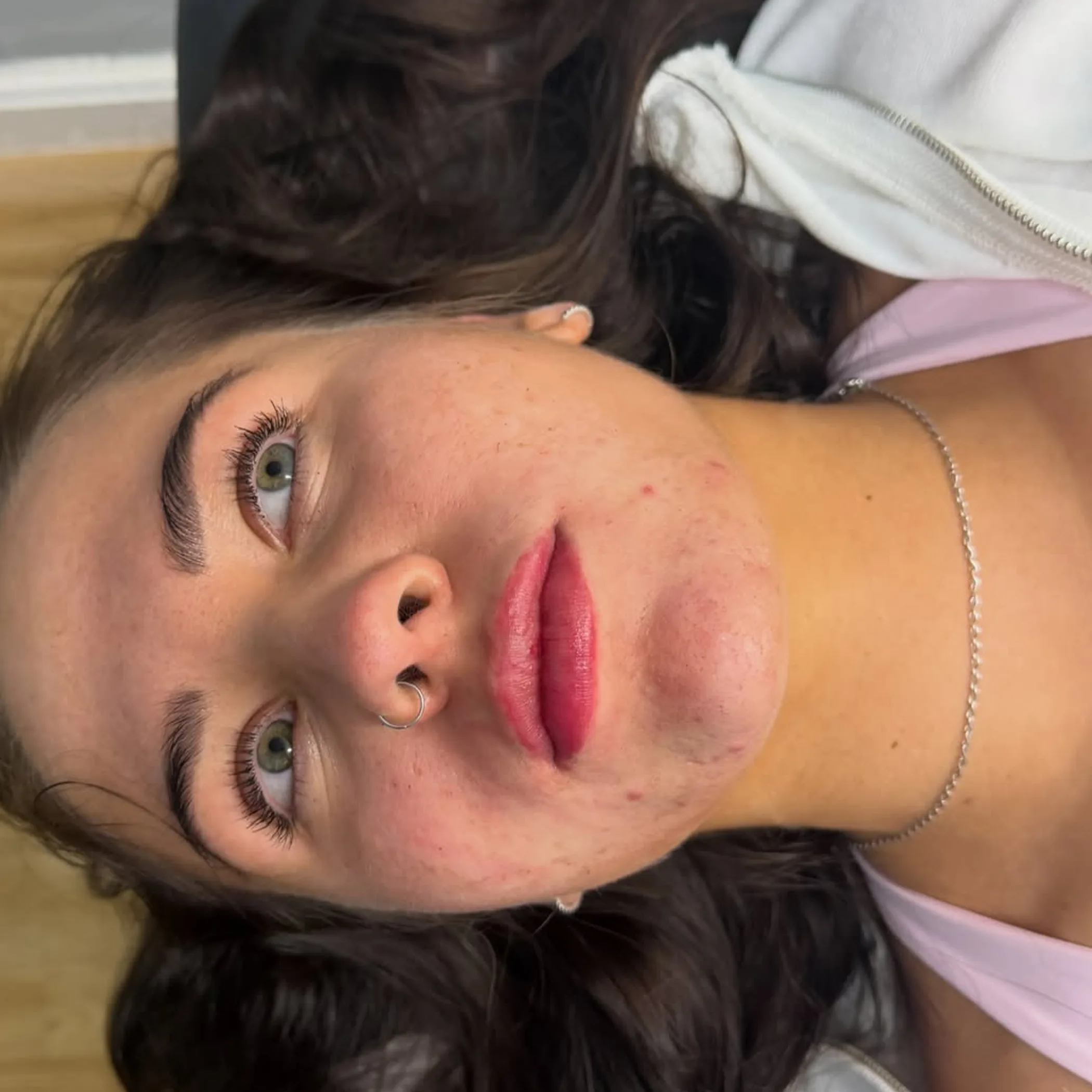 natural lip and brow enhancements close-up